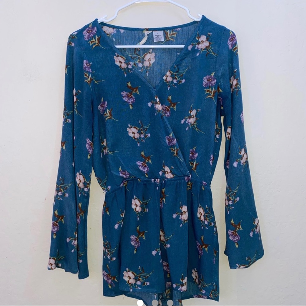 Blue Long Sleeve Romper